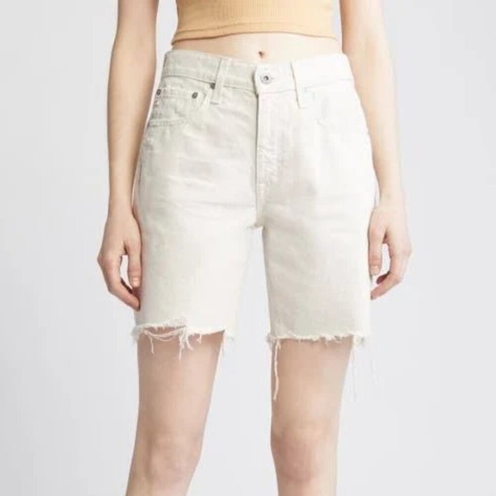 AG_ED Ex-Boyfriend Mid-rise Bermuda style with raw hems Sz 32